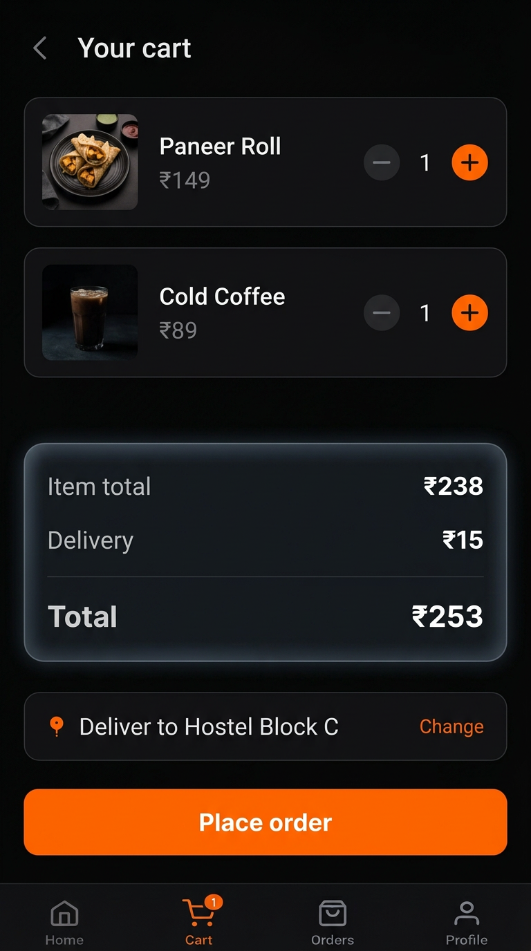 Zappit app cart and checkout screen